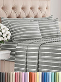 Queen 6 Piece Sheet Set - Comfy Breathable & Cooling - Soft Hotel Luxury Bedding Set with 8-16 Inch Deep Pockets - 1 Flat & 1 Fitted Sheet & 4 Pillowcases - Wrinkle Free & Easy Care - Grey Stripes 3