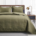Love's cabin Quilts for Full Bed Green Bedspreads Bedding Set - Lightweight Bedspread Comforter - Coin Pattern Bedding Coverlet for All Season - 3 Pieces (1 Quilt, 2 Pillow Shams)