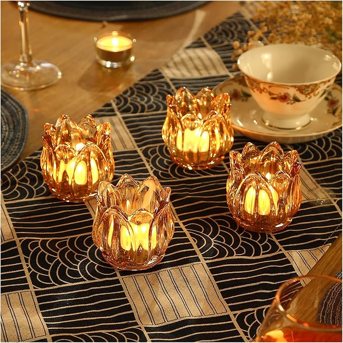 GOLDEAL 24Pcs Gold Votive Candle Holders, Thick Glass Tea Light Candle Holder Bulk, Tealight Candle Jars for Wedding Table Decor, Party Supplies, Bridal Shower Decorations, Centerpieces for Tables