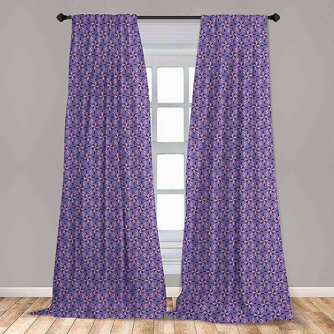 Ambesonne Geometric Curtains, Blossoming Flowers with Birth of Nature Season Theme Spring Summer, Window Treatments 2 Panel Set for Living Room Bedroom, Pair of - 28" x 63", Purple