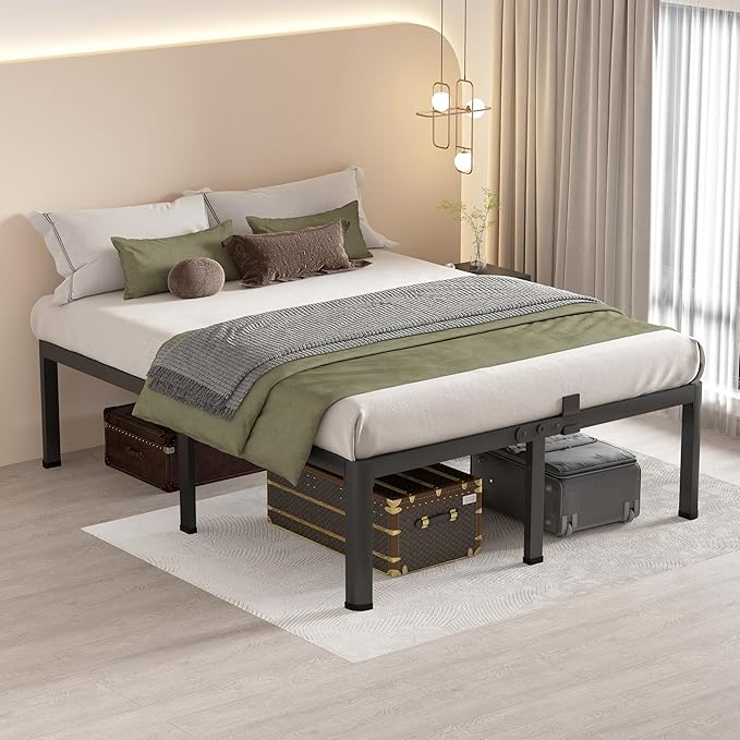 MAF 12 Inch California King Metal Platform Bed Frame with Round Corner Legs, Mattress Slide Stopper, 3000 LBS Heavy Duty Steel Slats Support, No Box Spring Needed, Noise Free