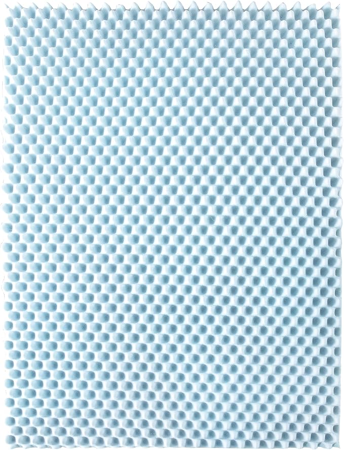 Best Price Mattress 4 Inch Egg Crate Memory Foam Mattress Topper with Cooling Gel Infusion, CertiPUR-US Certified, Dorm Essentials, Queen, Light Blue