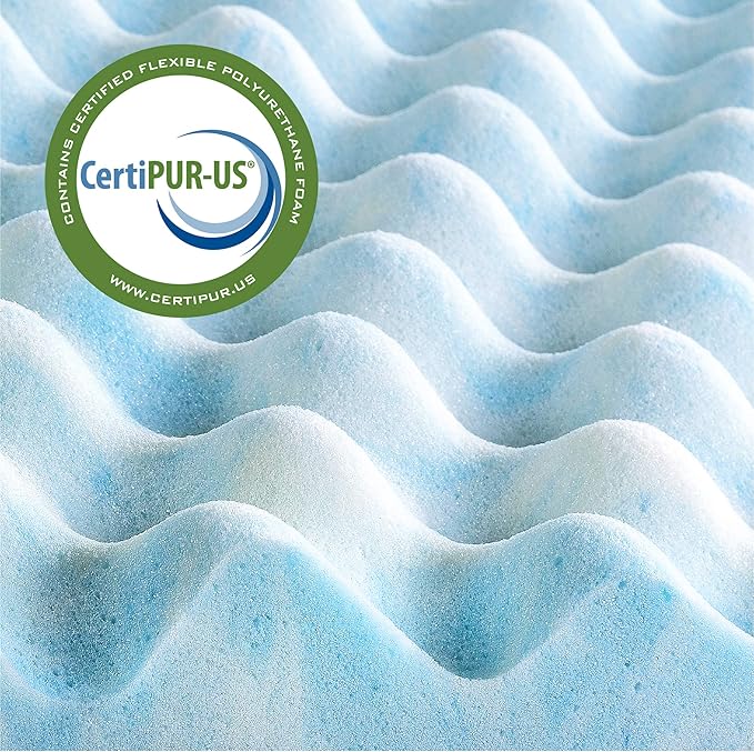 ZINUS 2 inch Swirl Gel Cooling Memory Foam Mattress Topper, Cooling Airflow Design, CertiPUR-US Certified, Light Blue, Full