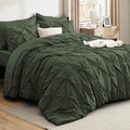 Bedsure King Size Comforter Set Olive Green - Bed in a Bag Bedding Set 7 Pieces, GentleSoft™ Pintuck Bed Set Gift for Family, Pinch Pleat Olive Green Comforter with Sheets, Pillowcases & Shams