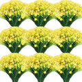 Hoteam 40 Bundles Fall Outdoor Artificial Flowers Plants Uv Resistant Outside Faux Flowers Plastic Fake Plants Outdoor Summer Four Seasons Decoration Shrubs Garden Porch, Yellow
