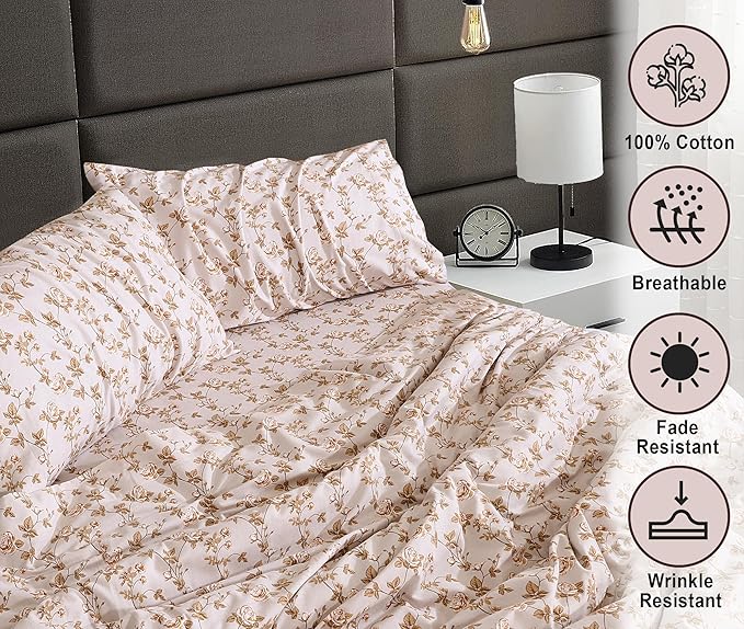 RUVANTI Flannel Sheets Queen Size - 100% Cotton Double Brushed Bed Sheets, Deep Pockets 16 Inches Queen Sheet Set, All Seasons Breathable & Extra Soft - Warm & Cozy, 4 Piece, Dazzale