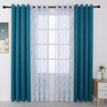 BONZER Mix and Match Curtains - 2 Pieces Branch Print Sheer Curtains and 2 Pieces Blackout Curtains for Bedroom Living Room Grommet Window Drapes, 54x63 Inch/Panel, Teal, Set of 4 Panels