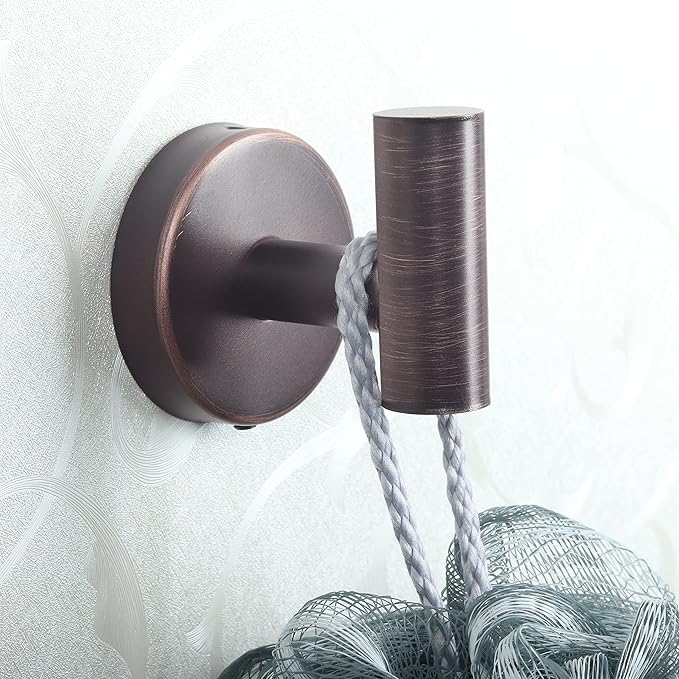Bathroom Robe Towel Hooks Coat Wall Hook Stainless Steel Heavy Duty Door Hanger Clothes Cabinet Closet Sponges Hook for Bathroom Bedroom Kitchen Hotel Pool 4 Packs (Oil Rubbed Bronze)