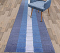 Custom Size Coastal Nautical Style Runner Rug Carpet for Hallway Entryway, Slip Resistant Latex Rubber Backed, 31 inch Wide X Customized Length, Squares Blue, 31 inch X 30 feet