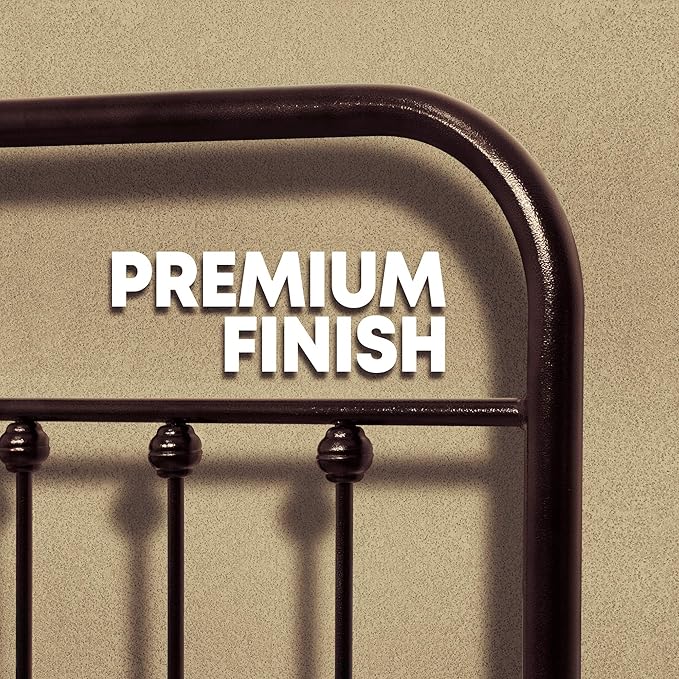 Golden Gate Beds Victorian Vintage Style Metal Bed Frame with Wrought Iron Headboard and Footboard, Classic Platform Bedframe with Storage, No Box Spring Needed, Mattress Foundation, Brown, Queen Size