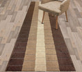 Custom Size Modern Geometric Pattern Carpet Runner Rug for Hallways, Slip Resistant Latex Rubber Backed, 31 inch Wide X Customized Length, Squares Brown, 31 inch X 27 feet