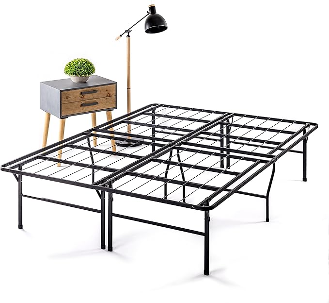 Best Price Mattress 18 Inch Metal Platform Beds w/ Heavy Duty Steel Slat Mattress Foundation (No Box Spring Needed), Black