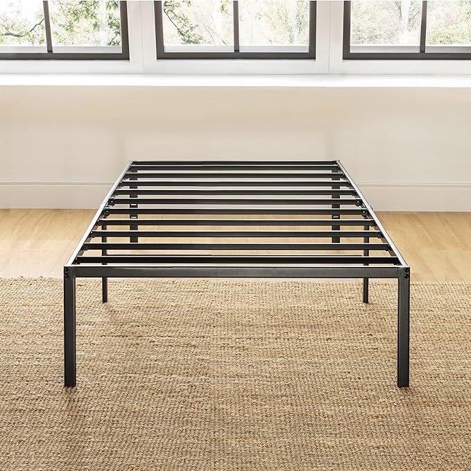 Best Price Mattress 16 Inch Metal Platform Bed Frame, Heavy Duty Steel Slats, Black, Twin