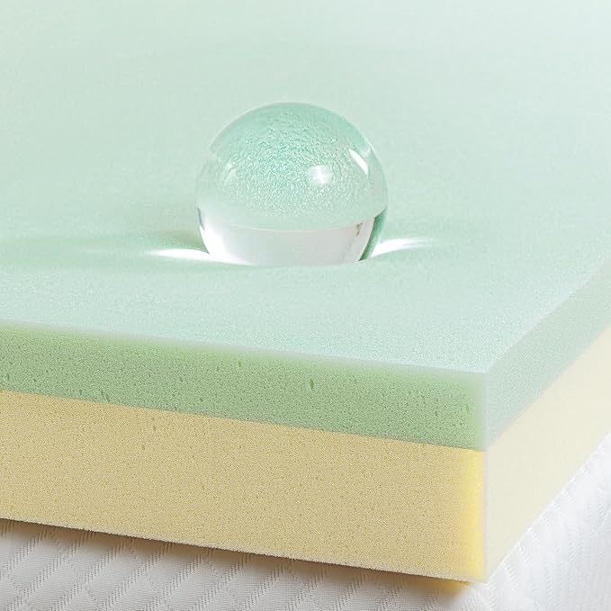 ZINUS 3 Inch Green Tea Memory Foam Mattress Topper, Pressure-Relieving Layers, CertiPUR-US Certified, Twin