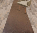 Custom Size Modern Geometric Pattern Carpet Runner Rug for Hallways, Slip Resistant Latex Rubber Backed, 31 inch Wide X Customized Length, Circles Brown, 31 inch X 33 feet