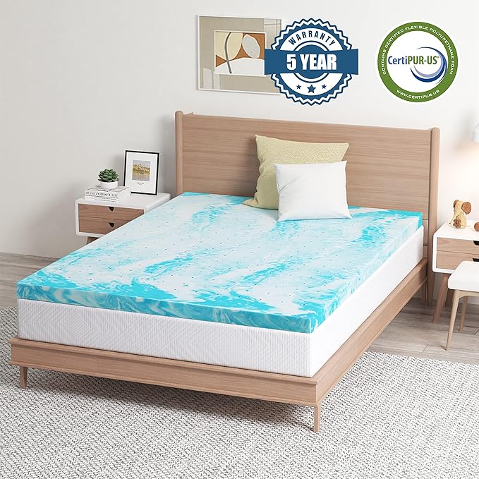 EGO Topper 3 Inch Full Memory Foam Mattress Topper, Gel Foam Mattress Topper for Pressure Relief, Ventilated Design Bed Topper in a Box, CertiPUR-US Certified, Medium