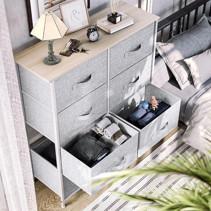 YITAHOME 8 Drawers Dresser - Fabric Storage Tower, Organizer Unit for Room, Living Room & Closets - Sturdy Steel Frame, Easy Pull Fabric Bins & Wooden Top