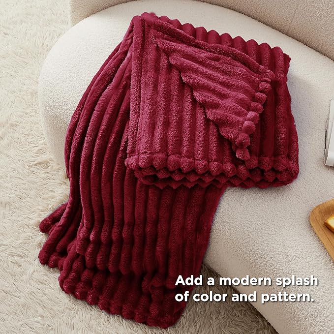 Bedsure GentleSoft Deep Red Blanket for Couch - Cozy Soft Blankets for Women, Cute Small Throws for Girls, 50x60 Inches