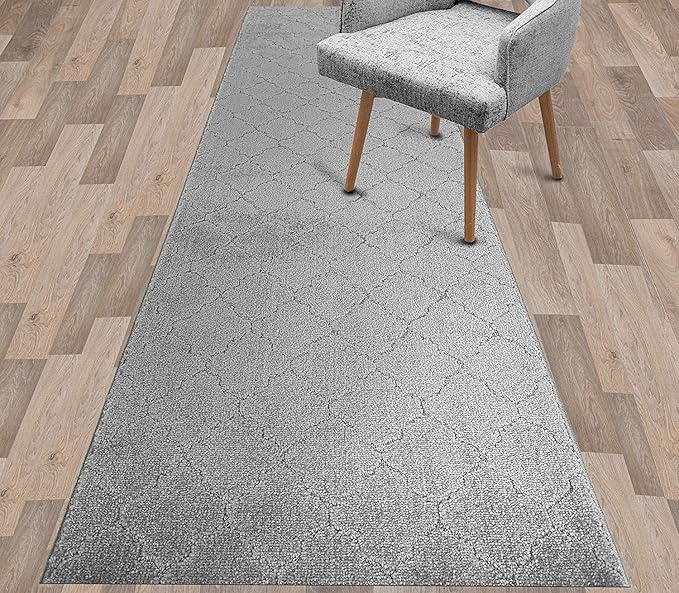 Custom Size Modern Runner Rug Carpet for Hallway Entryway Foyer Kitchen, Slip Resistant Latex Rubber Backed 31 inch Wide X Customized Length, Clouds Grey, 31 inch X 17 feet
