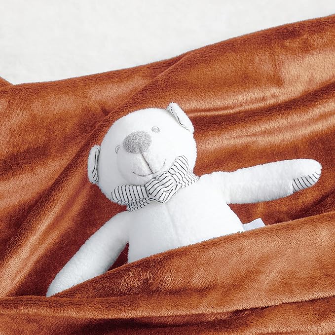 Bedsure GentleSoft Bedding Fleece Blanket for Girls and Boys - Soft Cozy Cute Small Throw Blankets for Travel, 43x55 Inches, Burnt Orange