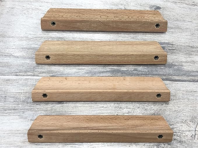 10Pcs 6.34" Wood Solid Furniture Pulls Handles, Painted Smoothly Wooden Handles Cupboard Closet Drawer Handle Pull,Hole Dis.5.04"