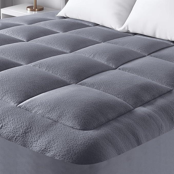 Ultra Soft Full XL Size Mattress Topper - Viscose Made from Bamboo Pillow Top Mattress Pad for Back Pain Relief - Naturally Cooling for Hot Sleepers, Gray