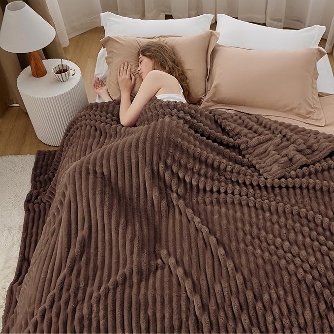 Bedsure GentleSoft Fondue Fudge Fleece Blanket for Couch -Cozy Soft Blankets for Women, Cute Small Throws for Girls, 90x90 Inches