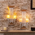 AIM & GGKK Large Wall Candle Sconce Holder,Set of 2 Wall Mounted Candle Holder for Home,Living Room, Dining Room,Rustic Farmhouse Boho Decorations