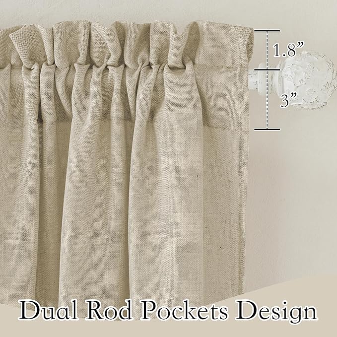 RYB HOME Beige Semi Sheer Curtains 95 inches Long, Light Filtering Half Privacy Wrinkle Resistant Window Curtains & Drapes for Office Dormitory, Beige, W 34 x L 95 inches, 2 Panels Set