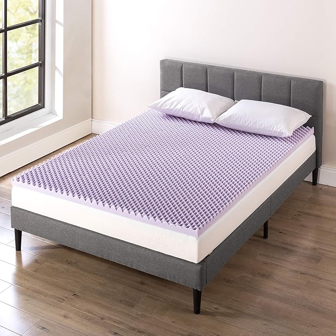 Best Price Mattress 2 Inch Egg Crate Memory Foam Mattress Topper with Soothing Lavender Infusion, CertiPUR-US Certified, Dorm Essentials, Queen