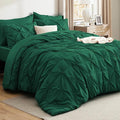 Bedsure King Size Comforter Set Dark Green - Bed in a Bag Bedding Set 7 Pieces, GentleSoft™ Pintuck Bed Set Gift for Family, Pinch Pleat Dark Green Comforter with Sheets, Pillowcases & Shams