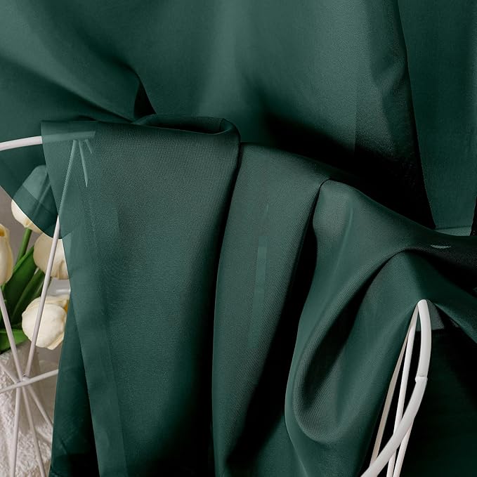 Aiyufeng Hunter Green Sheer Curtain Drapes 63 Inch Length 2 Panels for Living Room, Light Filtering Voile Green Drapes for Bedroom, Patio, Sliding Door, Each 40" W x 63" L
