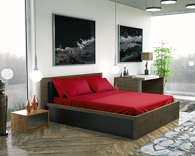 DREAMCARE California King Sheet Sets – 6 pcs Cooling Bed Sheets – up to 21” Deep Cal King Sheets – 2500 Supreme Collection – Extra Soft 100% Brushed Microfiber Hotel Luxury with Side Pocket – Burgundy