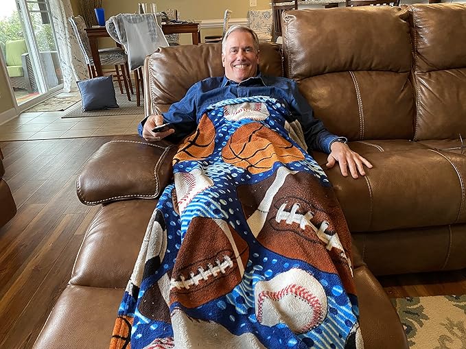 Dawhud Direct Sports Fleece Blanket for Bed, 50x60 Inches Sports Fan Fleece Throw Blanket for Adults and Kids - Soft Plush Blanket - Queen Size