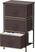 Simple Houseware 3 Drawer Nightstand Dresser with Wood Top, Brown