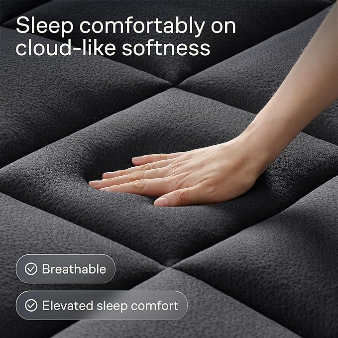 Ultra Soft King Size Mattress Topper - Viscose Made from Bamboo Pillow Top Mattress Pad for Back Pain Relief - Naturally Cooling for Hot Sleepers, Black