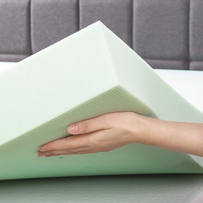Best Price Mattress 4 Inch Ventilated Memory Foam Mattress Topper with Calming Green Tea Infusion, CertiPUR-US Certified, Twin, 4" Green Tea