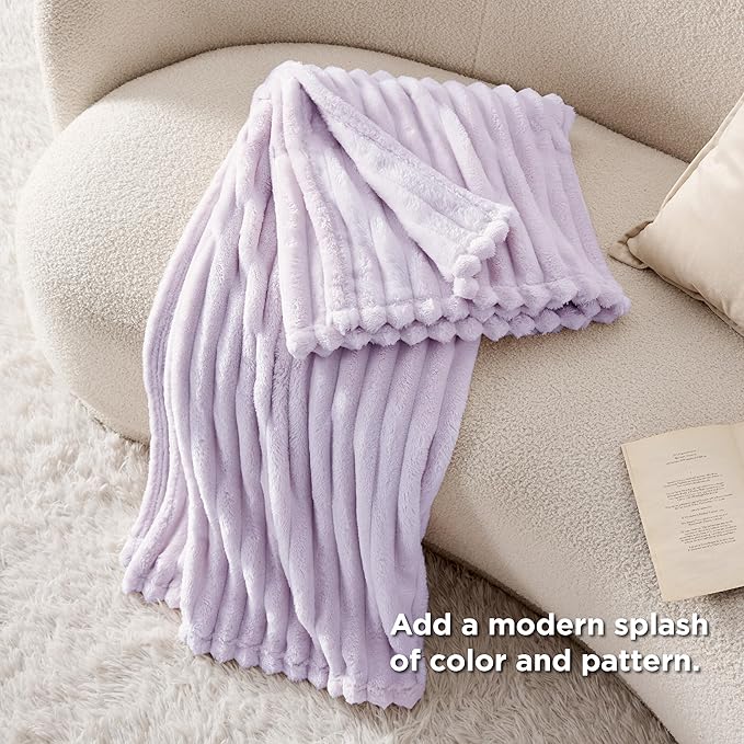 Bedsure GentleSoft Lavender Fog Twin Blanket for Bed - Cozy Soft Blankets for Women, Cute Large Throws for Girls, 66x90 Inches