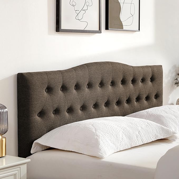 Tufted Upholstered Headboard California King, Sturdy and Durable Solid Wood Bed headboard, Fabric Headboard Adjustable Height from 37” to 51”, Button Diamond Design Head Board, Chocolate