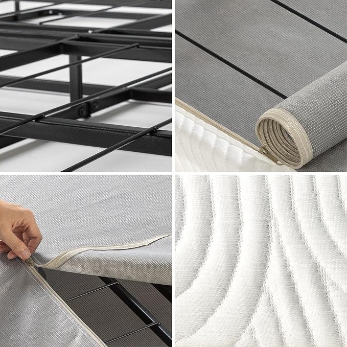 ZINUS 4 Inch Box Spring with Cover, No Assembly Mattress Foundation, Sturdy Metal Structure, Split Cal King, White