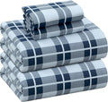 RUVANTI Flannel Sheets Full Size - 100% Cotton Double Brushed Bed Sheets Set, Deep Pockets 16 Inches, All Seasons Breathable & Extra Soft Full Sheets, Warm & Cozy, 4 Piece, Illusion Check