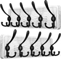 SKOLOO Rustic Wall Mounted Coat Rack: Pine Real Wood Plank Wall Coat Rack with 5 Triple Hooks, Farmhouse Coat Hanger Wall Mount for Hanging Backpack Jacket Coat Hat,Pack of 2