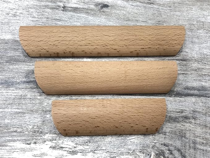 10Pcs Unfinished Wood Solid Furniture Pulls Handles, Paintable Wooden Cupboard Closet Drawer Handle Pull,L 3.54",HD 2.52"