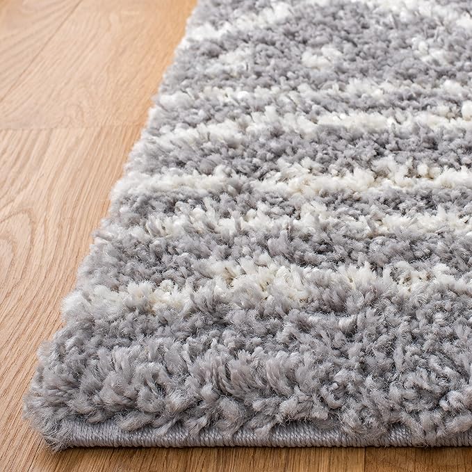 SAFAVIEH Arizona Shag Collection Area Rug - 6' x 8', Grey & Ivory, Non-Shedding & Easy Cleaning, Plush Thick Pile, Ideal for Living Room, Bedroom, Dining Space (ASG741G)