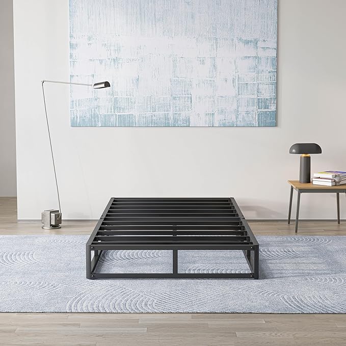 Box Spring Twin Size 5 Inch Low Profile Heavy Duty Metal Frame Mattress Foundation, Quiet Noise-Free,Easy Assembly, 3000lbs Max Weight Capacity