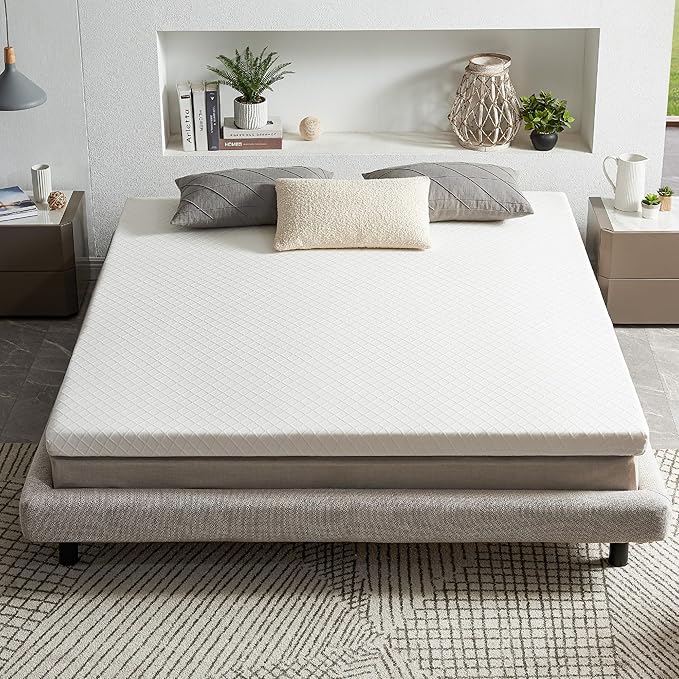 RECCI Memory Foam Mattress Topper for College Dorm, Pressure-Relieving Mattress Topper for Back Pain, Non-Slip Design with Removable & Washable Cover, CertiPUR-US Certified, 3 Inch TwinXL