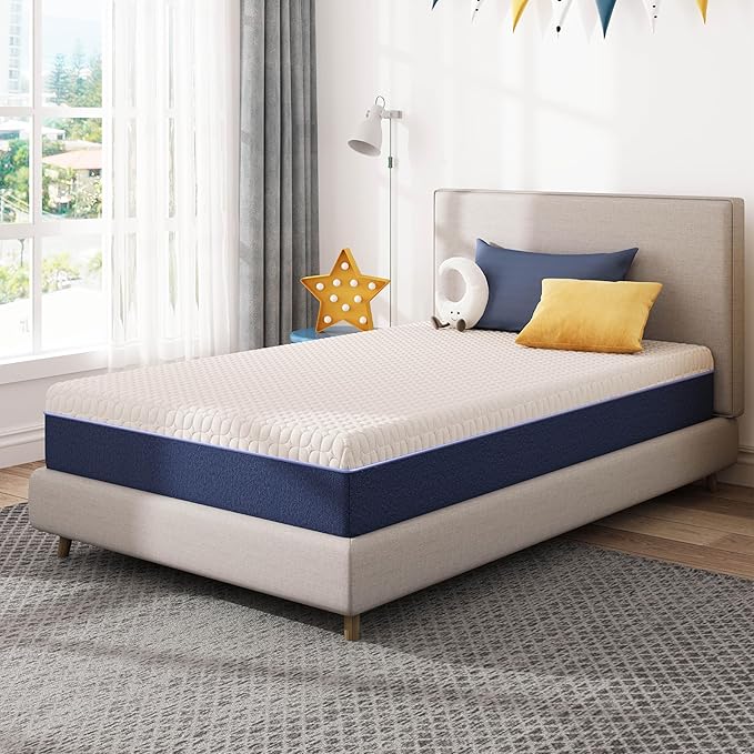 8 Inch Twin Size Mattress for Kids, Gel Cooling Memory Foam Mattress in A Box, Medium Firm Feel for Back Pain Relief, CertiPUR US Certified