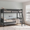 Storkcraft Caribou Bunk Bed Twin Over Twin Bunk Bed (Gray) - GREENGUARD Gold Certified, Twin Bunk Beds for Kids, Converts to 2 Individual Twin Beds, Bunk Beds for Kids