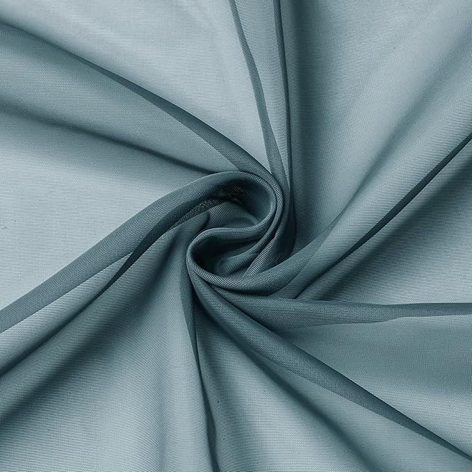 Aiyufeng Dusty Blue Sheer Curtains 45 inches Long, Short Kitchen Window Treatment Solid Sheers Cafe Curtains Bathroom Voile Half Window Curtains 2 Panels, Rod Pocket, 42" Wx45 L