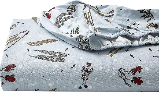 Eddie Bauer - Twin Sheets, Cotton Flannel Bedding Set, Brushed For Extra Softness, Cozy Home Decor (Snow Days, Twin)